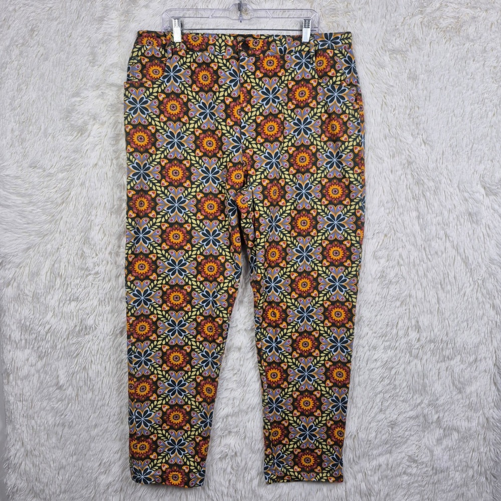 Lucy & Yak Zinnia Floral Mandala Organic Cotton Trousers W38 R Multi Color Boho